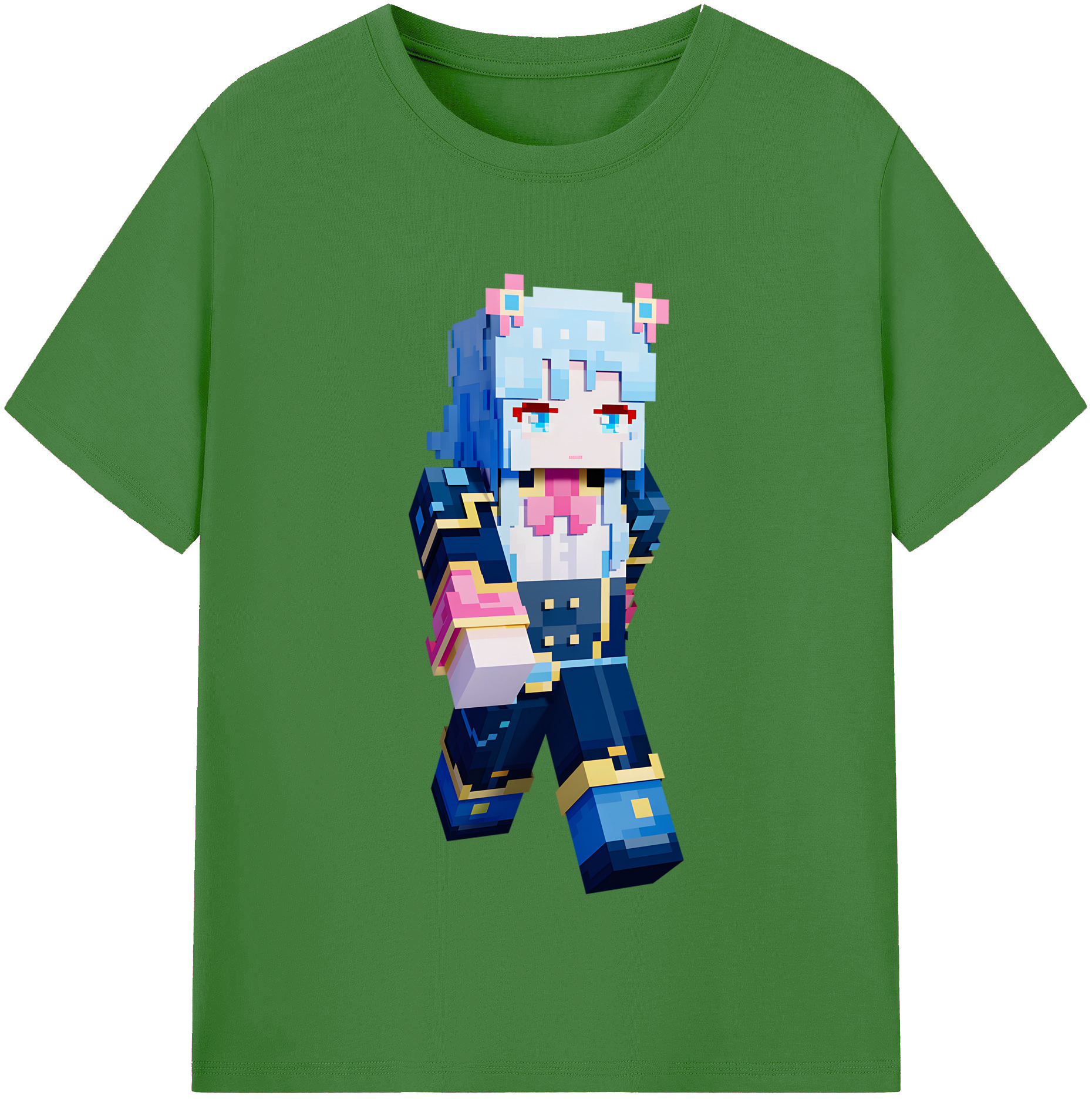 （画像用） マインクラフト ブロックの世界 Minecraft MC Block world レディースカジュアルプリントTシャツ（綿100％）